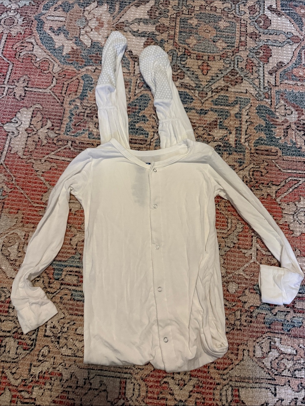 Kickee Pants White Snap-Front Long Sleeve Bodysuit